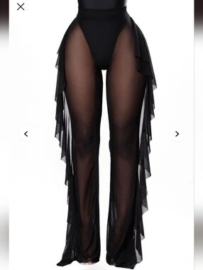 NWOT Fashion Nova Sunshine See Through Cover Up Pant - Black